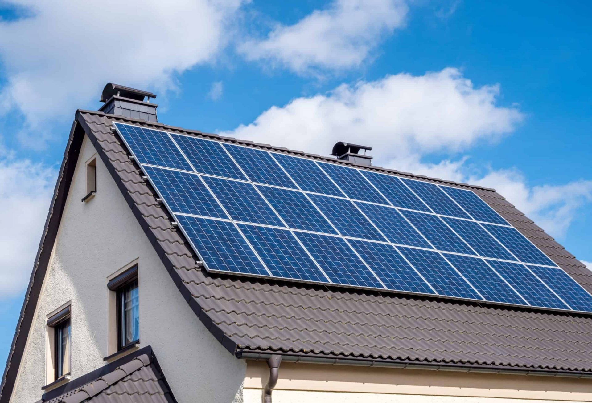 solar panels on a metal roof