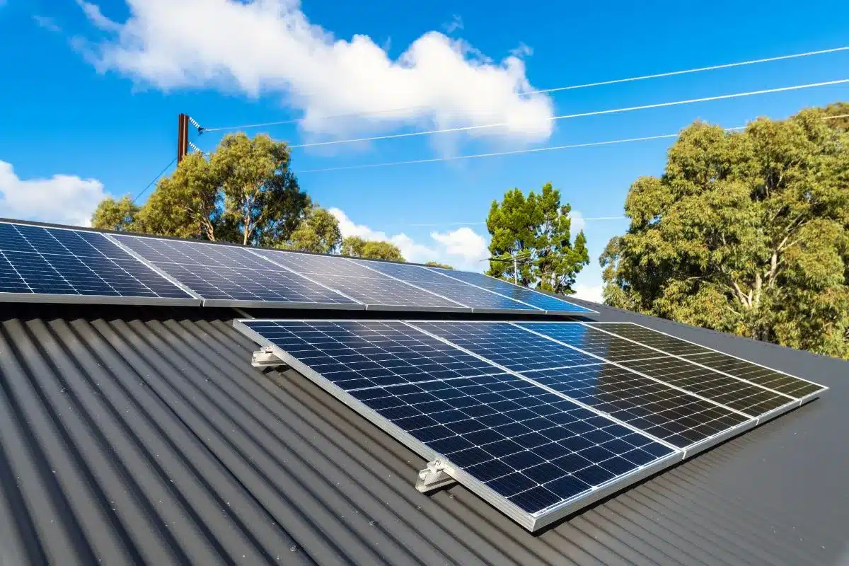 solar panels installation over metal roof