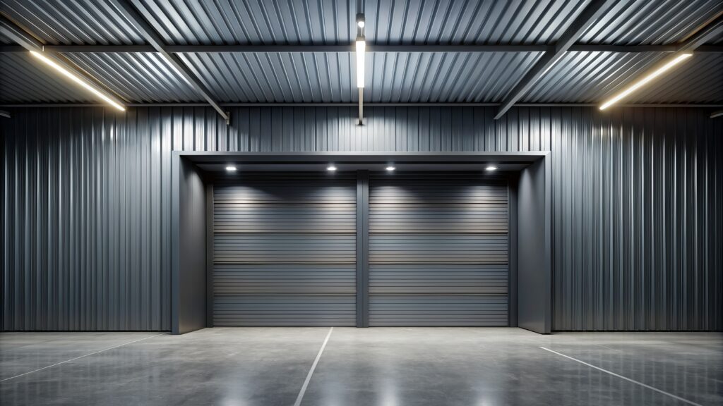black steel siding garage