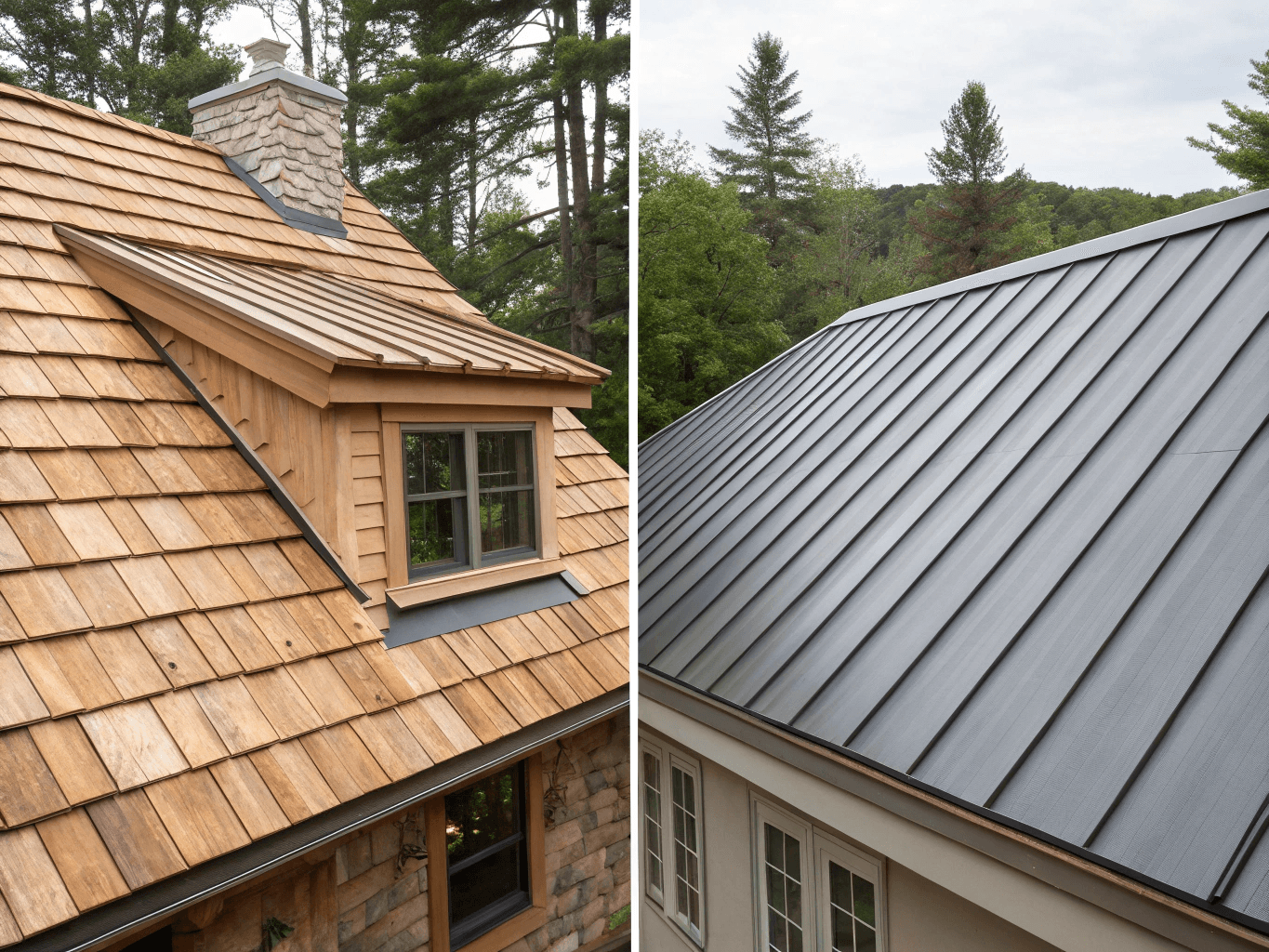 cedar shakes comparing to metal roof