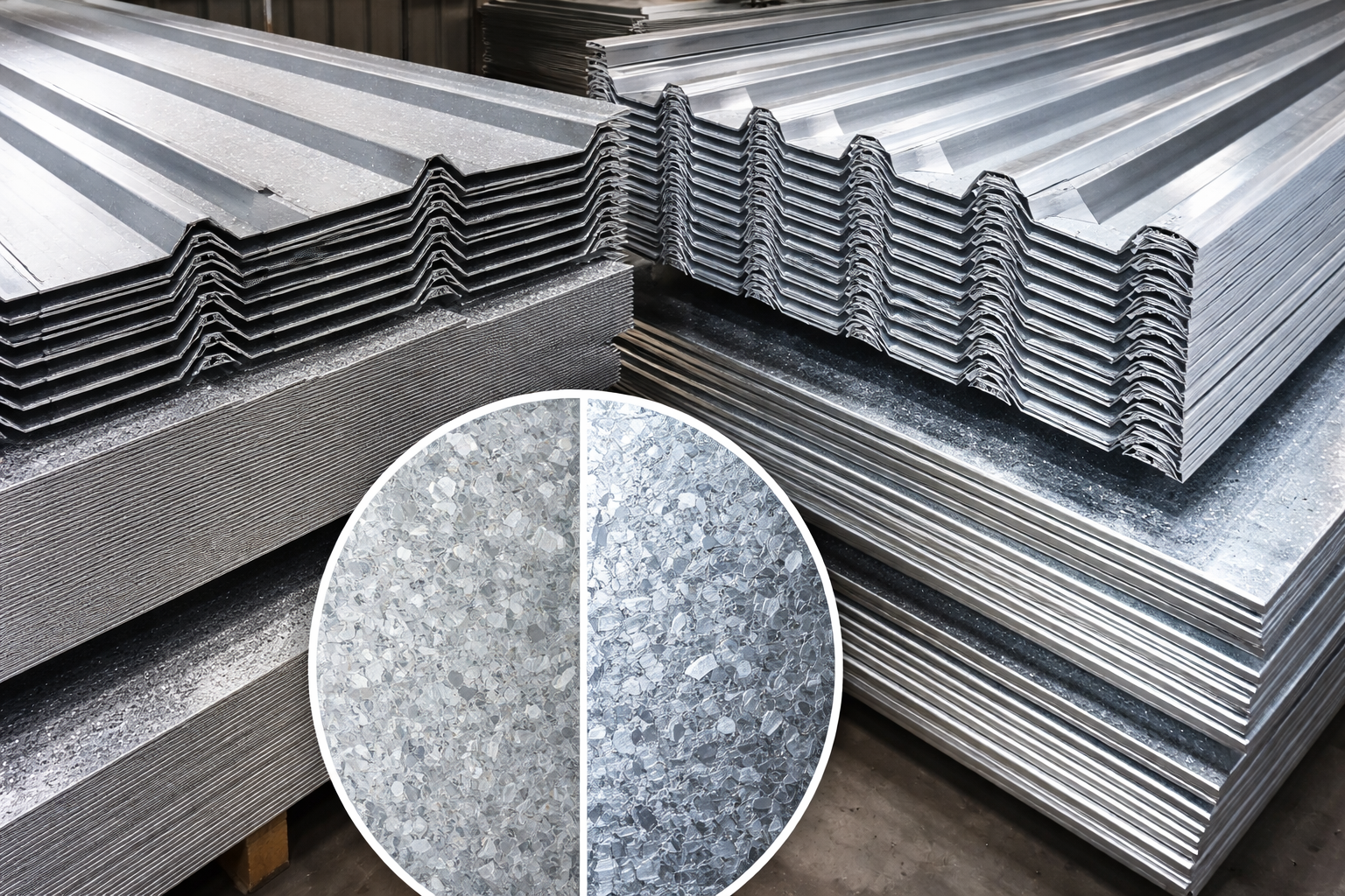 Galvalume steel and galvanized steel